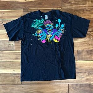 Vintage Los Angeles Graffiti Skeleton Spray Paint Tee – Tennessee River Tag – XL